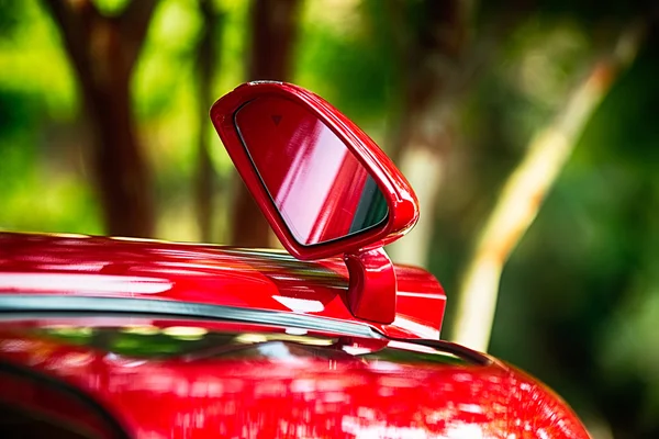 Open door and side view mirror of exotic luxury car — Stock Photo, Image