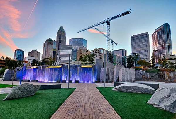 Charlotte North Carolina amanecer temprano en la mañana — Foto de Stock