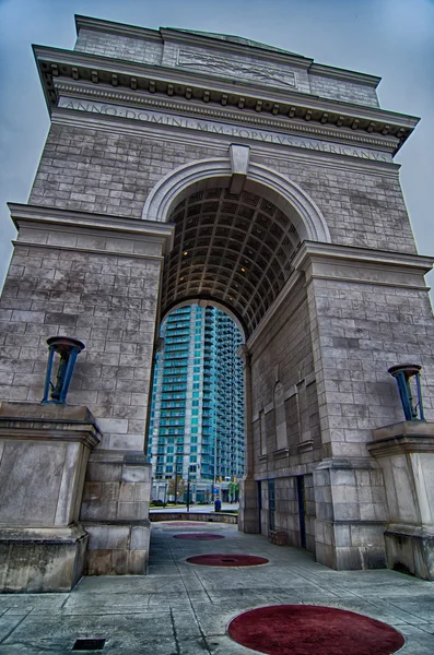 Millennium Gate triumphal arch at Atlantic Station in Midtown At — Stock Photo, Image