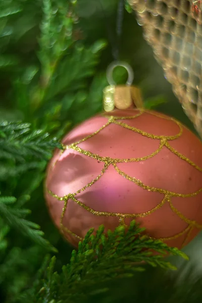 Weihnachtsschmuck auf den Tannenzweigen — Stockfoto