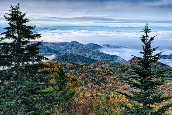 Herbstlaub auf dem Blue First Parkway in der Nähe von Maggie Valley North ca. — Stockfoto