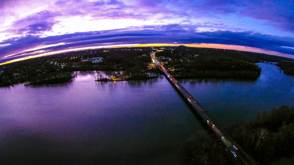 Vista aerea sul fiume catawba nella contea di Gaston North Carolina — Foto Stock