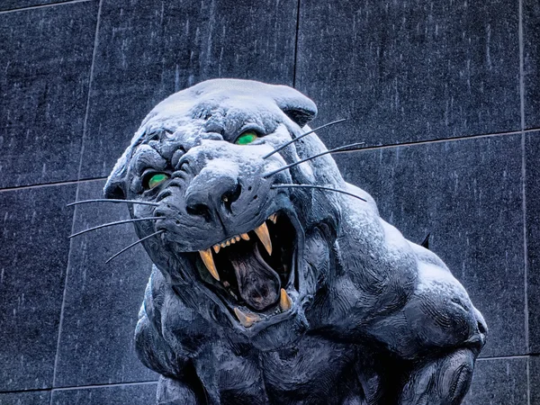 Carolina panthers statue covered in snow — Stock Photo, Image