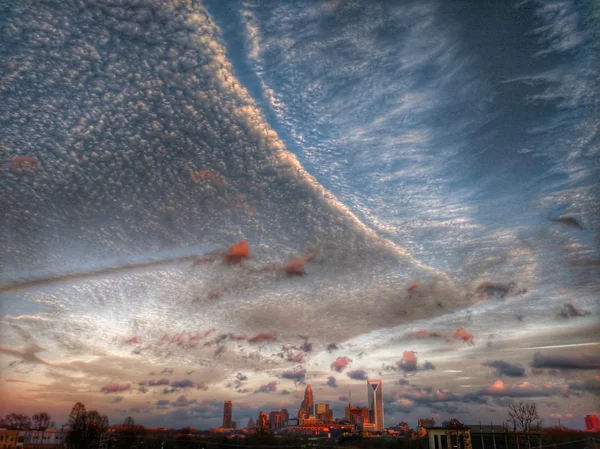 Sunset over charlotte north carolina — Stock Photo, Image