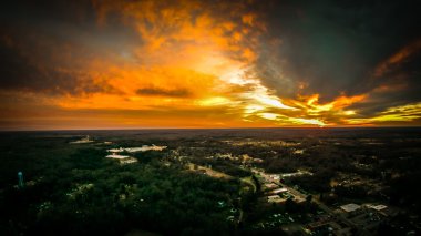 Günbatımında York Güney Carolina üzerinde hava manzarası