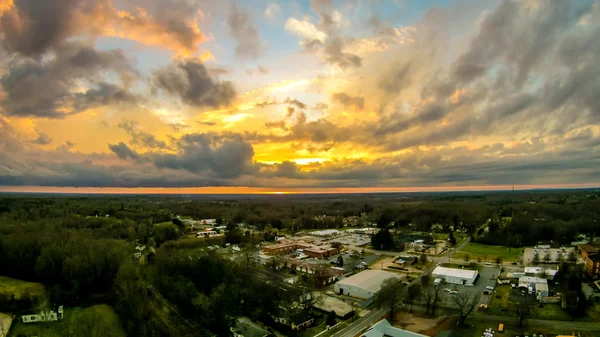 Vista aérea sobre york carolina sul ao pôr do sol — Fotografia de Stock