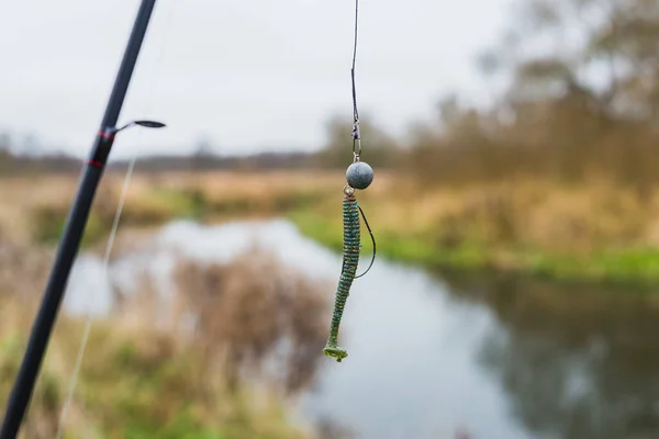 Señuelo Silicona Caqui Para Pesca Cebo Silicona Para Pescar Colgado —  Fotos de Stock