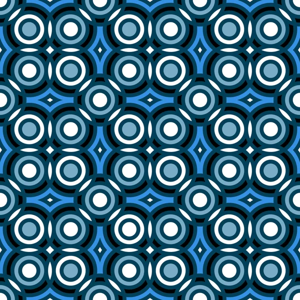 Patrón vectorial geométrico en estilo retro, textura de círculo elegante moderno, fondo abstracto, papel de envolver, 40s, 50s, 60s, 70s fashion style, trendy fabric, template, layout for design — Vector de stock