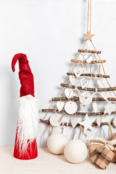 Cero Residuos Navidad Con Regalos Envueltos Papel Artesanal Árbol Navidad — Foto de Stock