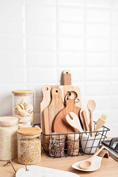 Eco amigável utensílios de cozinha e decoração, estilo de vida ético sustentável, zero armazenamento de resíduos — Fotografia de Stock