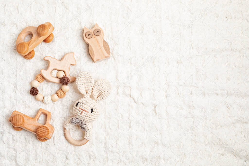 Eco fiendly child wooden toys. Sustainable, developmental, sensory toys for babies and toddlers