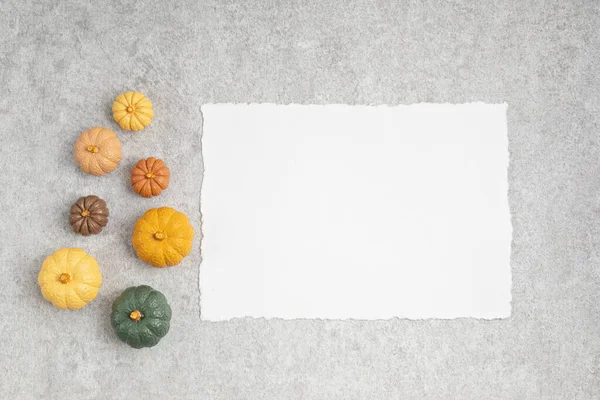 Colección Calabazas Yeso Hechas Mano Fondo Vacaciones Estacionales Otoño Colores — Foto de Stock