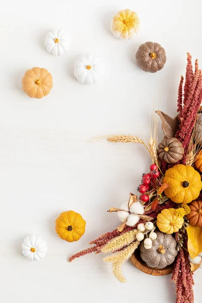 Rustic Mockup Autumn Table Decoration Floral Interior Decor Fall Holidays — Stock Photo, Image