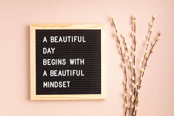 Felt Letter Board Text Beautiful Day Begins Beautiful Mindset Mental — Stock Photo, Image