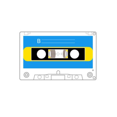 Renkli eski tarz kaset, A tarafı, B tarafı.