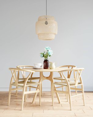 İç Yemek Odası Duvar Modeli - 3D Hazırlama, 3D Görüntü 