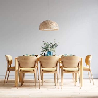 İç Yemek Odası Duvar Modeli - 3D Hazırlama, 3D Görüntü 