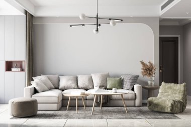 İç Salon Duvar Modeli - 3D Yapılandırma, 3D Görüntü 