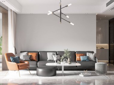 İç Salon Duvar Modeli - 3D Yapılandırma, 3D Görüntü 