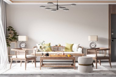 İç Salon Duvar Modeli - 3D Yapılandırma, 3D Görüntü 