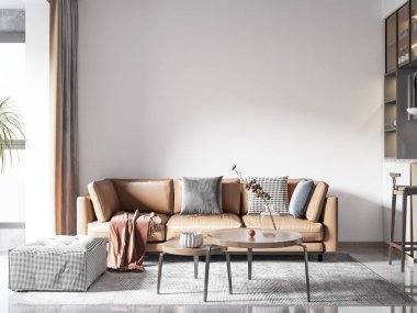 İç Salon Duvar Modeli - 3D Yapılandırma, 3D Görüntü 