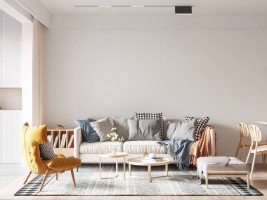 İç Salon Duvar Modeli - 3D Yapılandırma, 3D Görüntü 