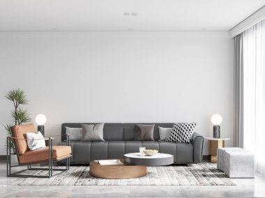 İç Salon Duvar Modeli - 3D Yapılandırma, 3D Görüntü 