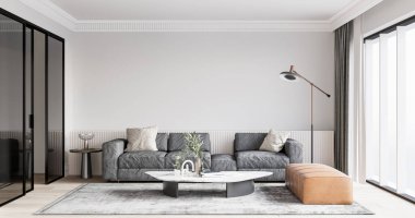 İç Salon Duvar Modeli - 3D Yapılandırma, 3D Görüntü 