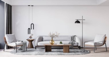 İç Salon Duvar Modeli - 3D Yapılandırma, 3D Görüntü 