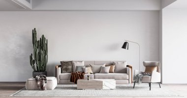 İç Salon Duvar Modeli - 3D Yapılandırma, 3D Görüntü 