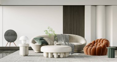 İç Salon Duvar Modeli - 3D Yapılandırma, 3D Görüntü 