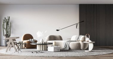 İç Salon Duvar Modeli - 3D Yapılandırma, 3D Görüntü 