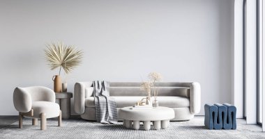 İç Salon Duvar Modeli - 3D Yapılandırma, 3D Görüntü 