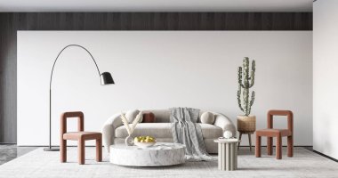 İç Salon Duvar Modeli - 3D Yapılandırma, 3D Görüntü 