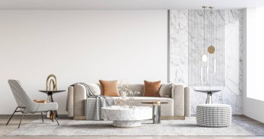 İç Salon Duvar Modeli - 3D Yapılandırma, 3D Görüntü 