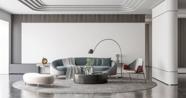 İç Salon Duvar Modeli - 3D Yapılandırma, 3D Görüntü 