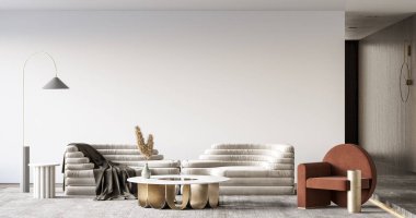 İç Salon Duvar Modeli - 3D Yapılandırma, 3D Görüntü 