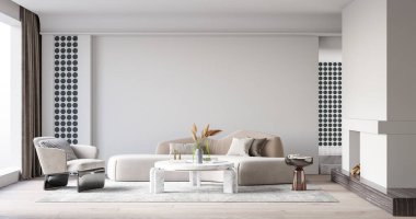 İç Salon Duvar Modeli - 3D Yapılandırma, 3D Görüntü 