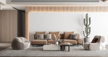 İç Salon Duvar Modeli - 3D Yapılandırma, 3D Görüntü 