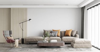 İç Salon Duvar Modeli - 3D Yapılandırma, 3D Görüntü 