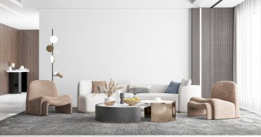 İç Salon Duvar Modeli - 3D Yapılandırma, 3D Görüntü 