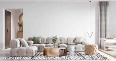 İç Salon Duvar Modeli - 3D Yapılandırma, 3D Görüntü 