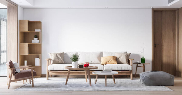 Interior Living Room Wall Mockup - 3d Rendering, 3d Illustration 