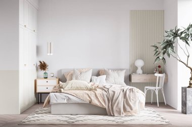 İç Yatak Odası Duvar Modeli - 3D Hazırlama, 3D Görüntü