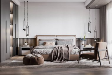 İç Yatak Odası Duvar Modeli - 3D Hazırlama, 3D Görüntü