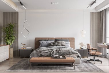 İç Yatak Odası Duvar Modeli - 3D Hazırlama, 3D Görüntü