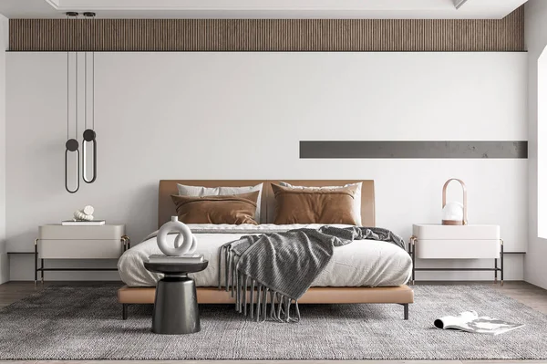 Interior Bedroom Wall Mockup - 3d Rendering, 3d Illustration