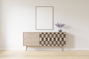 Modern Mobilya Dekorasyonlu İç Poster Çerçeve Model - 3d Görüntü, 3d Render