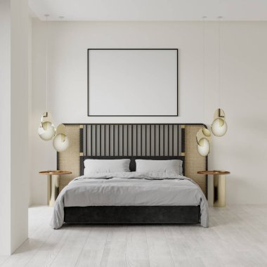 Modern Mobilya Dekorasyonlu İç Poster Çerçeve Model - 3d Görüntü, 3d Render