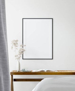 Modern Mobilya Dekorasyonlu İç Poster Çerçeve Model - 3d Görüntü, 3d Render